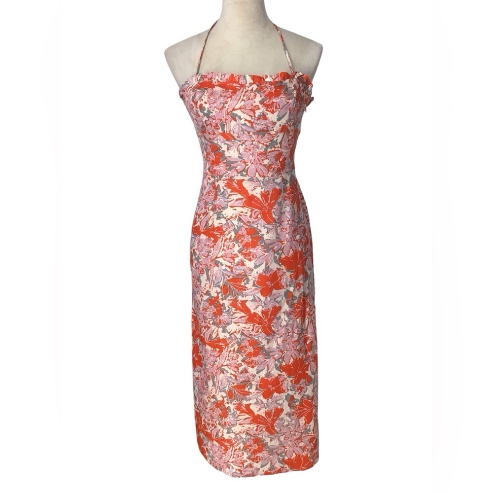 Free People Beach Party Floral Linen Midi Sundress NEW